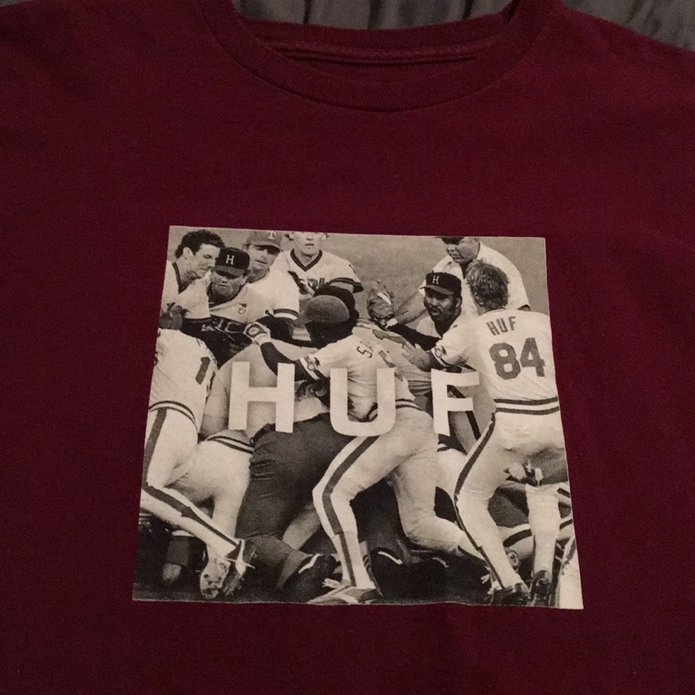 maroon huf shirt